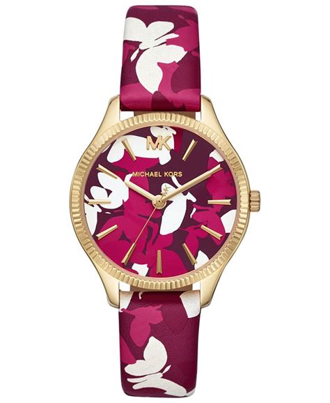 Michael Kors Women's Lexington Pink Camo Butterfly Leather 